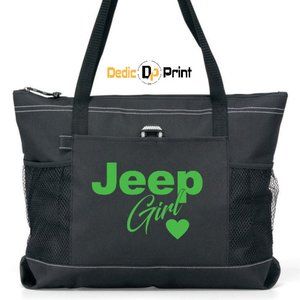 Jeep Girl Zippered Tote Bag